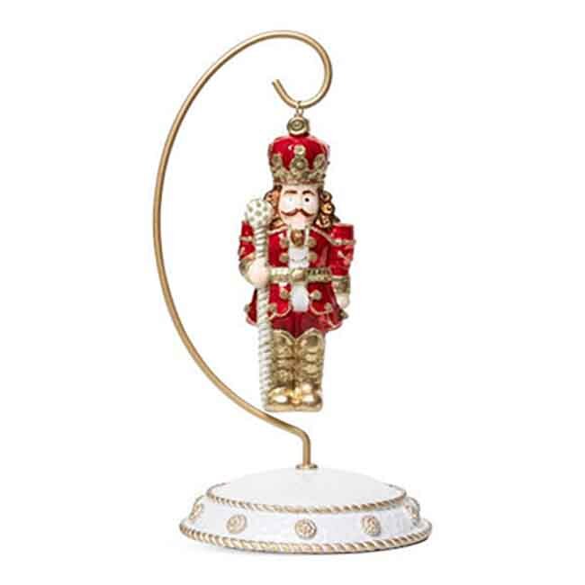 Juliska Berry & Thread Red Nutcracker Glass Ornament on Stand